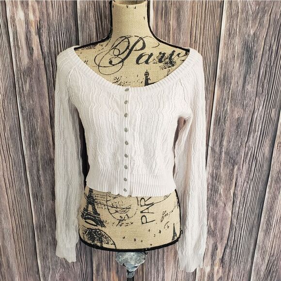 Free People Button Up Cropped Sweater W Size L - Picture 13 of 13
